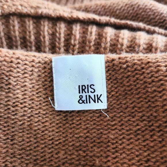 Iris & Ink Tan 💯 Merino Wool Mock Neck Sweater, XS - Picture 3 of 5